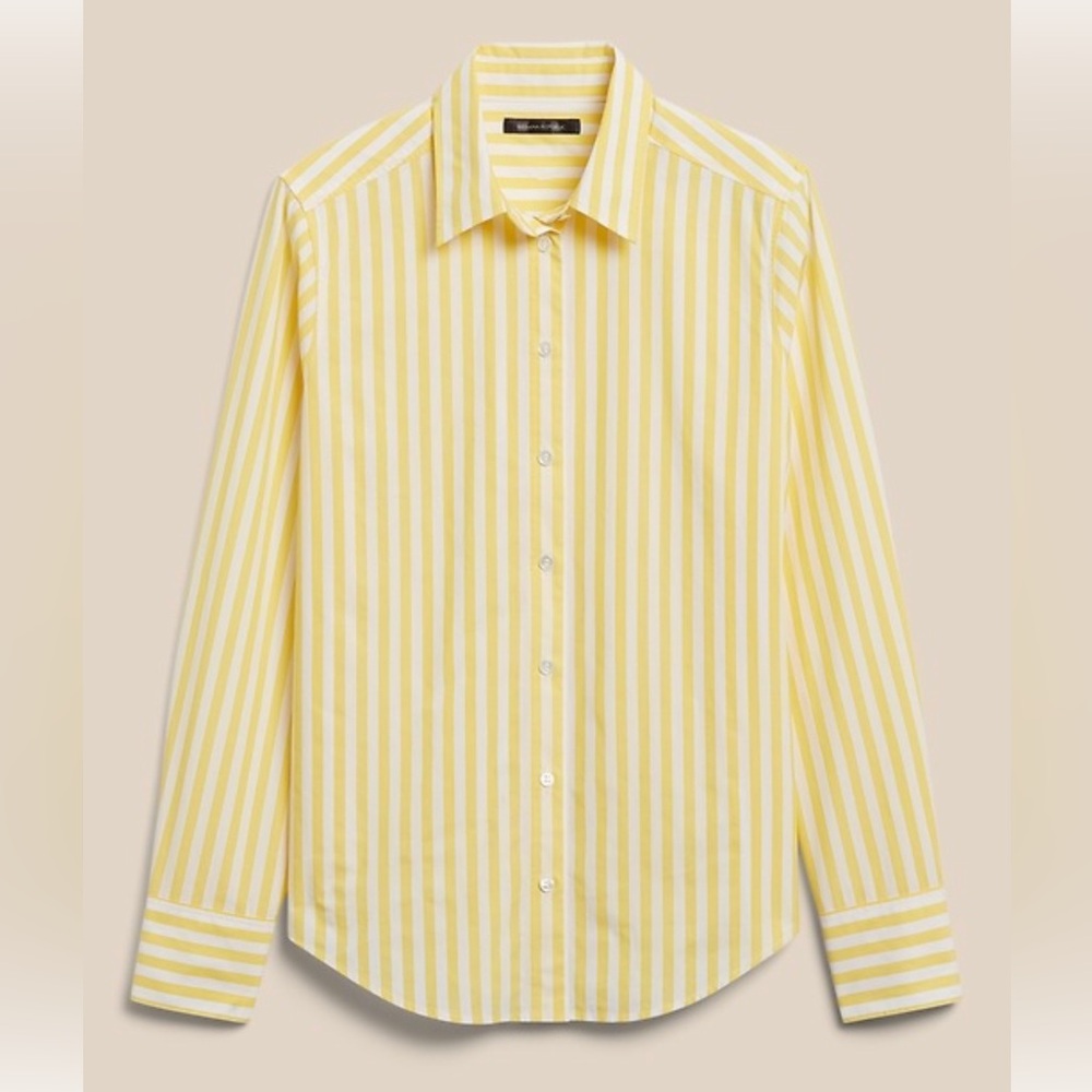 ✨EUC✨Banana Republic Yellow Striped Poplin Shirt